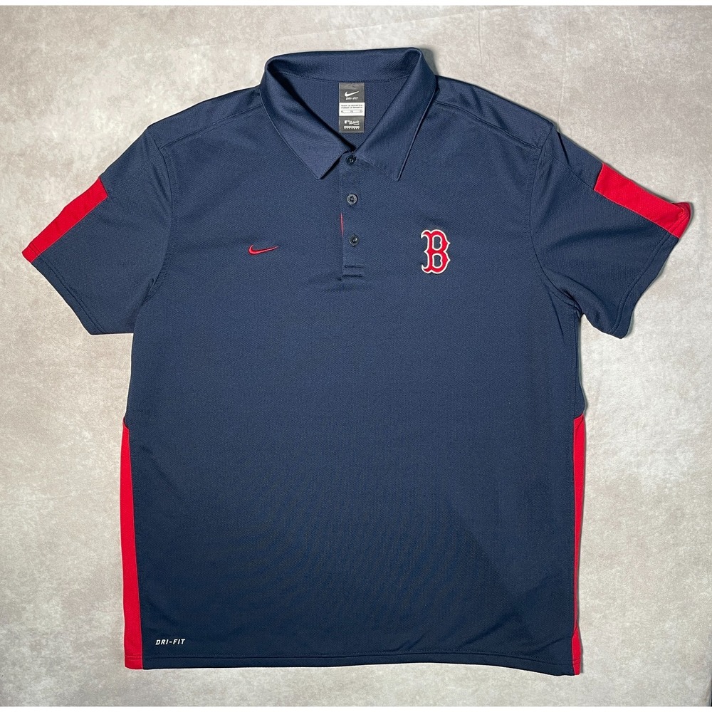 Nike Boston Red Sox Polo Mens XL Blue Short Sleeve Shirt MLB Baseball Dri Fit
